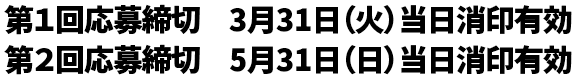 第1回応募締切 3月31日(火)当日消印有効 第2回応募締切 5月31日(日)当日消印有効